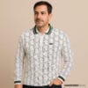 Lacoste Polo Blanc à Motifs Géométriques