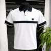 Polo Eden Park blanc contrasté bande poitrine marine