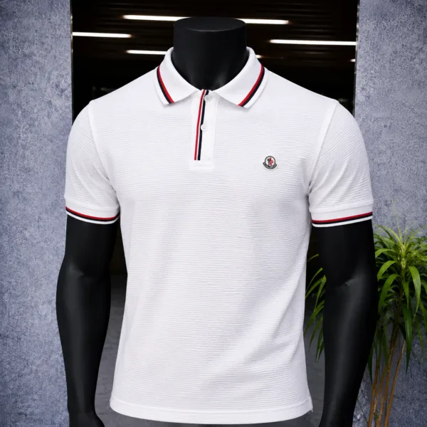 Polo Blanc Signature Tricolore