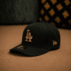 New Era LA Black & Gold Fitted Cap – Premium Edition