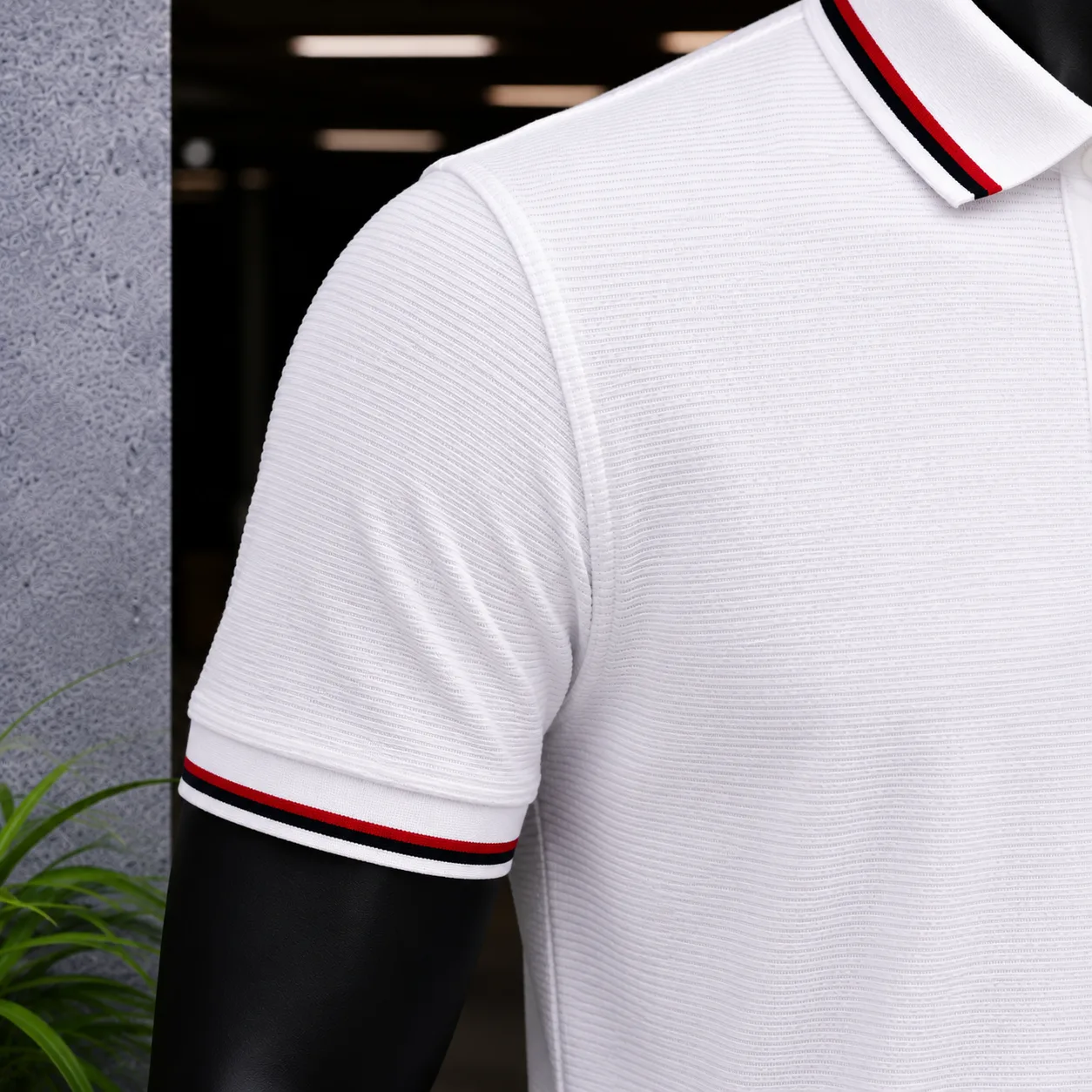 Polo Blanc Signature Tricolore - Image 4