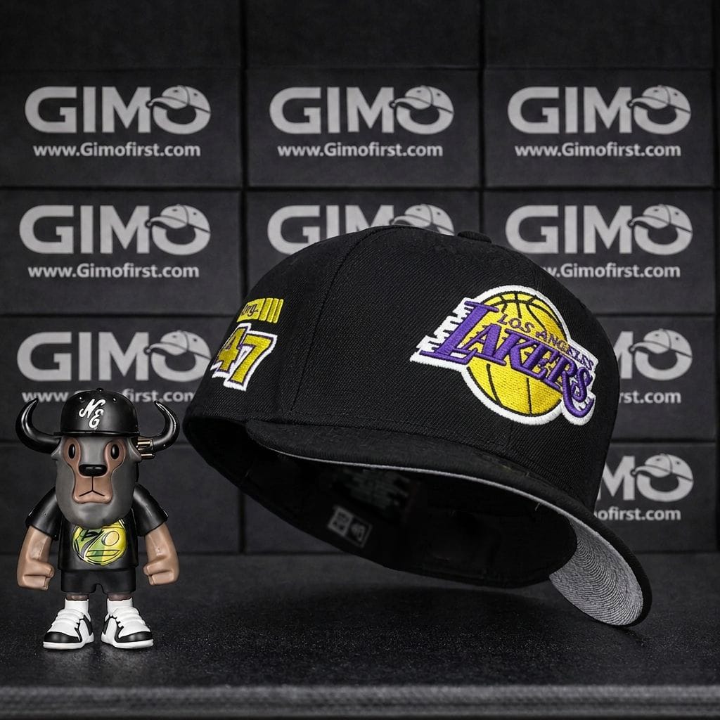5454pmmm Los Angeles Lakers New Era Black Rally Drive Side Patch 58-57-59 - Image 1