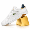 Lacoste T-Clip Premium Leather – White / Navy / Brown - Image 2