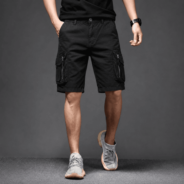 Short Cargo Homme Noir – Style Utility Multi-Poches